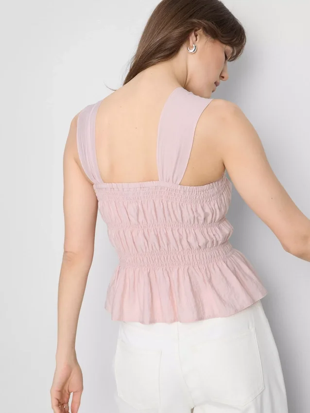 Tanktop med rynket peplum-kant