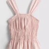 Tanktop med rynket peplum-kant