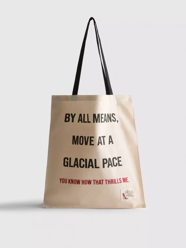 «The Devil Wears Prada»-canvas-tote med slagord
