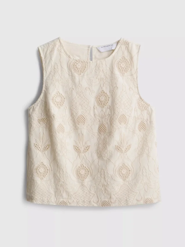 The Edit bomulls-tanktop med broderi
