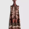 The Edit halterneck-midikjole i linblanding med trykk