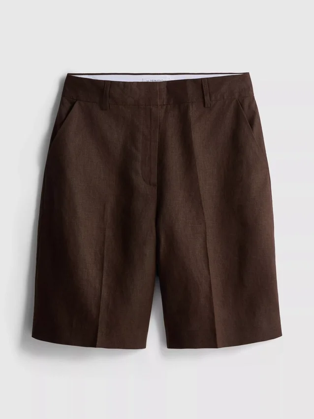 The Edit linnebermudashorts med plissering
