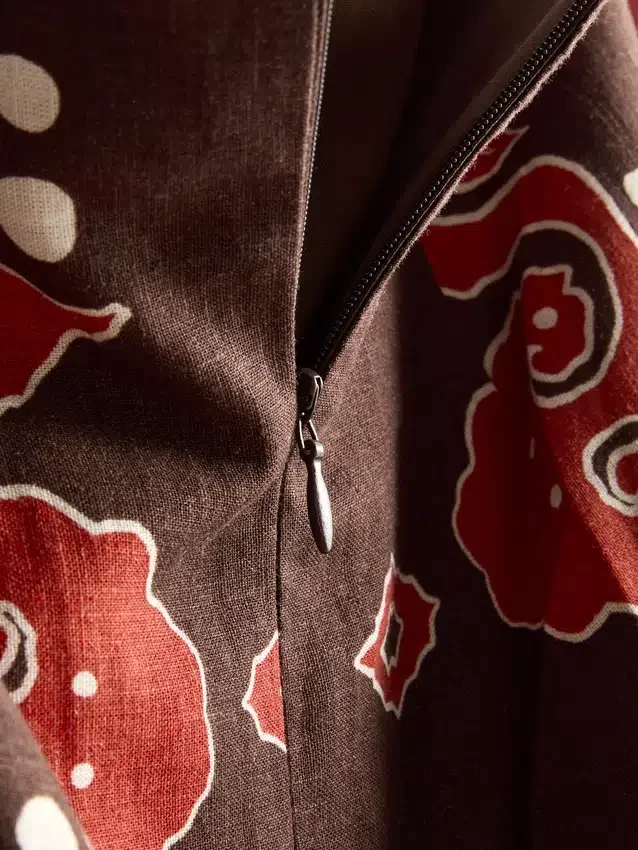 The Edit midi-skjørt i linblanding med trykk