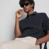 The Edit slim fit-bukser med peached-finish