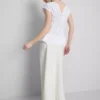 The Edit-top i poplin med rynket V-hals