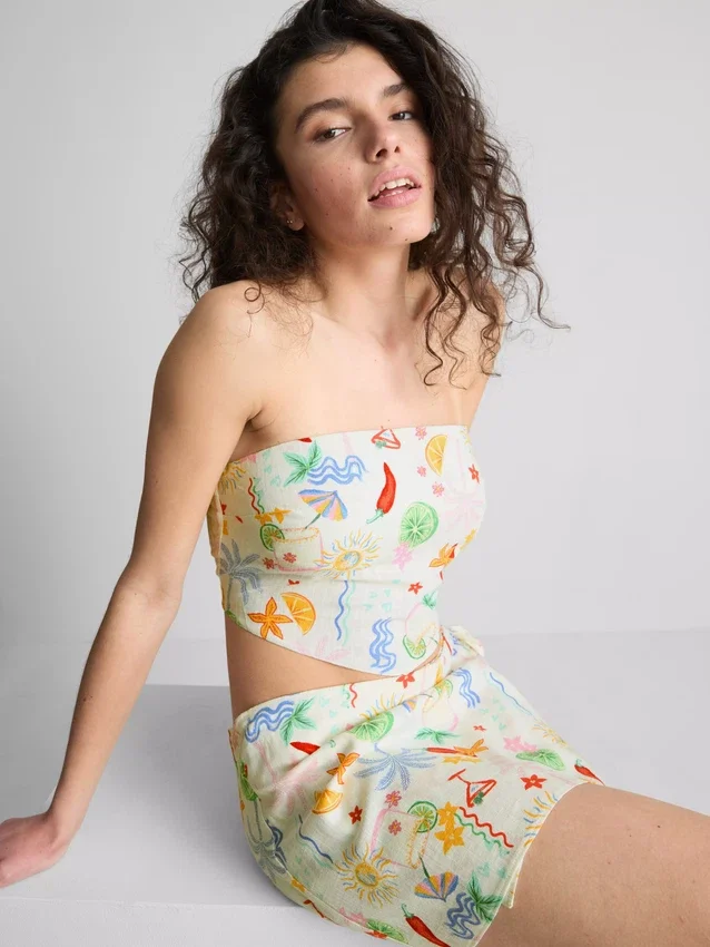 The Primark Scene | Bandeau-top med trykk og buet snitt