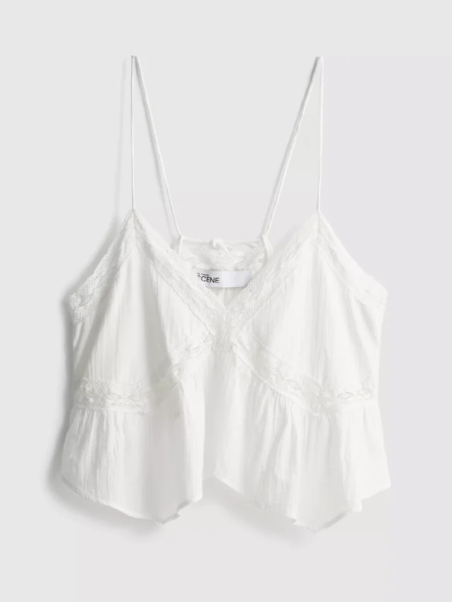 The Primark Scene | Bomullstopp med broderi, V-hals og spaghettistropper