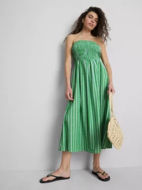 The Primark Scene | Midi-kjole med rynket striper og bandeau-top