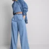 Treningsbukse i bomullsdenim med vide ben