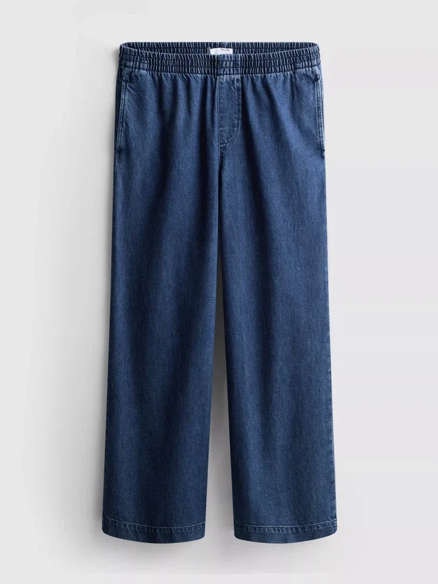 Treningsbukse i bomullsdenim med vide ben