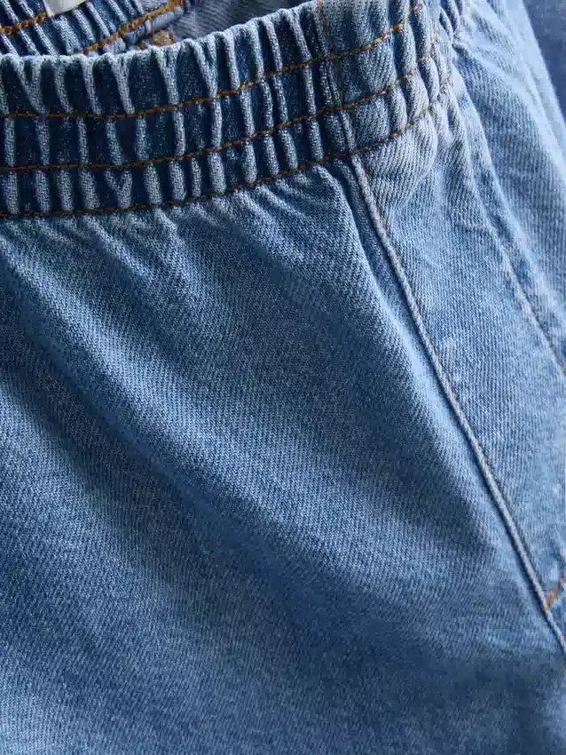 Treningsbukse i bomullsdenim med vide ben