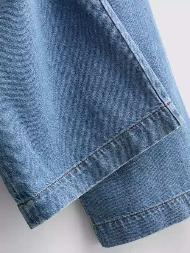Treningsbukse i bomullsdenim med vide ben