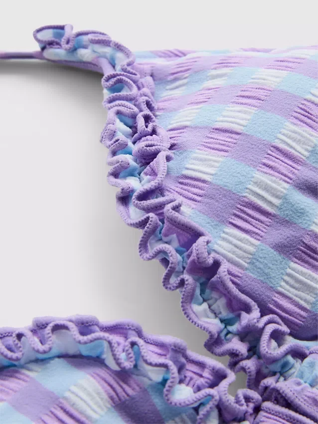 Triangel-bikinitopp i gingham med volanger