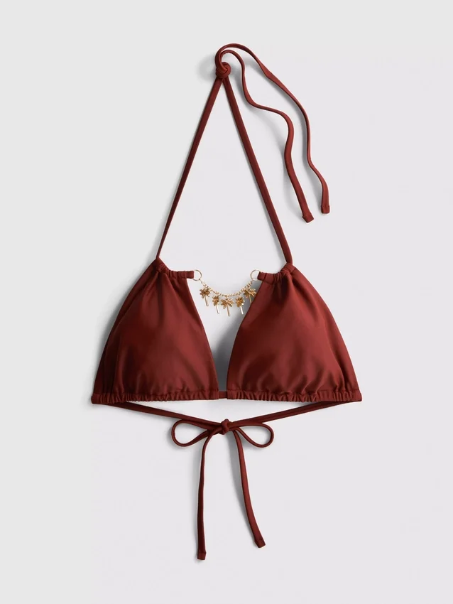 Triangel-bikinitopp med kjede-detaljer