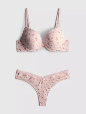 Trykt sett med push-up-BH og string
