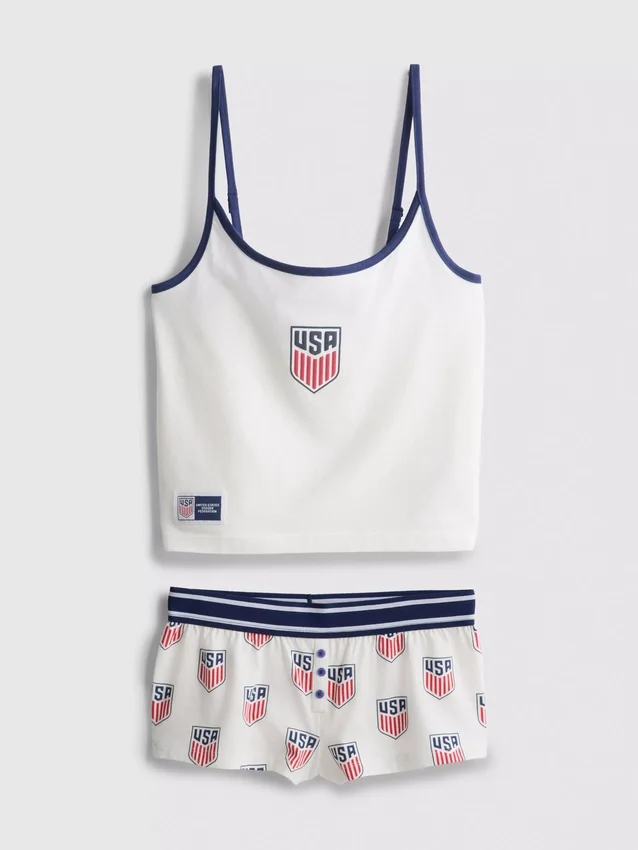 USA FC pysjamaser med bomullsrik cami-top og korte bukser