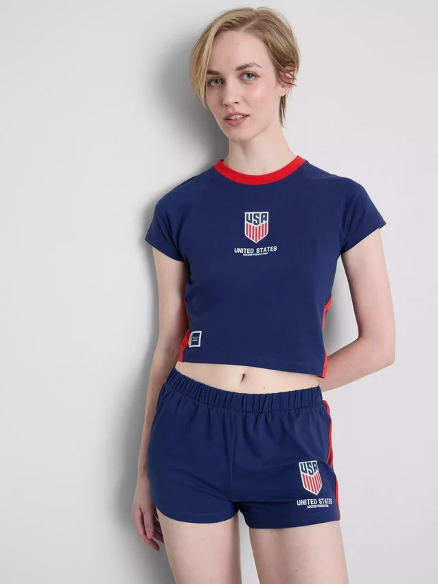 USA fotball-pysjamaser med korte shorts