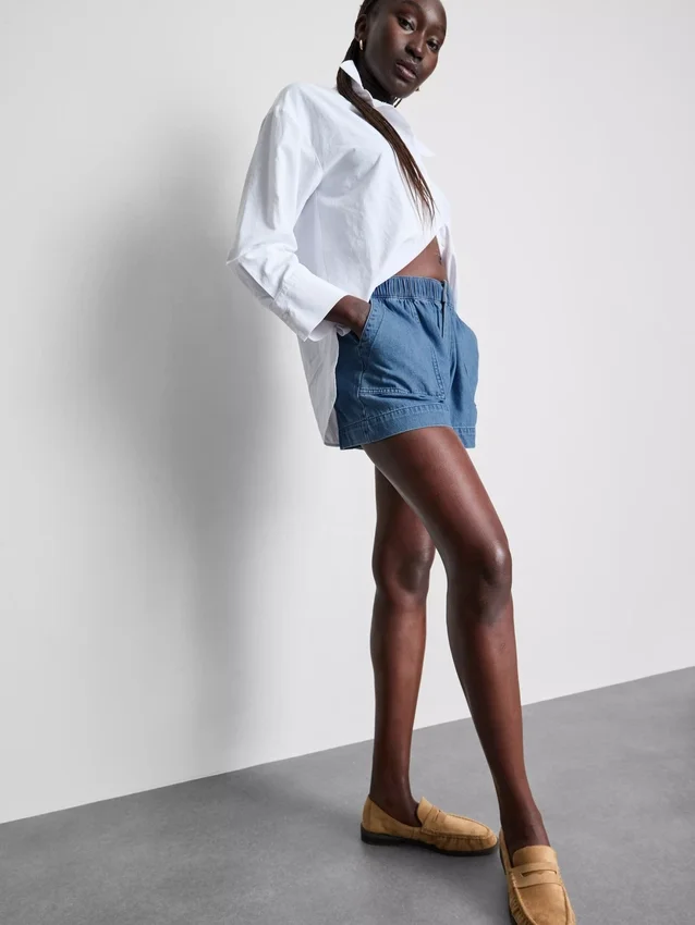 Utility-shorts i bomullsdenim