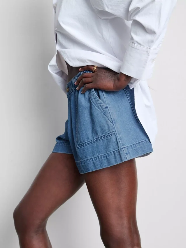 Utility-shorts i bomullsdenim