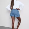 Utility-shorts i bomullsdenim