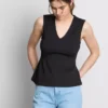 V-halset, peplum-inspirert, ermeløs topp