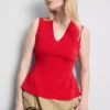 V-halset, peplum-inspirert, ermeløs topp
