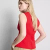 V-halset, peplum-inspirert, ermeløs topp