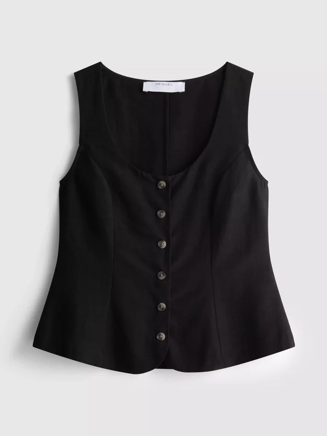 Vest i bomullsblanding med knapper