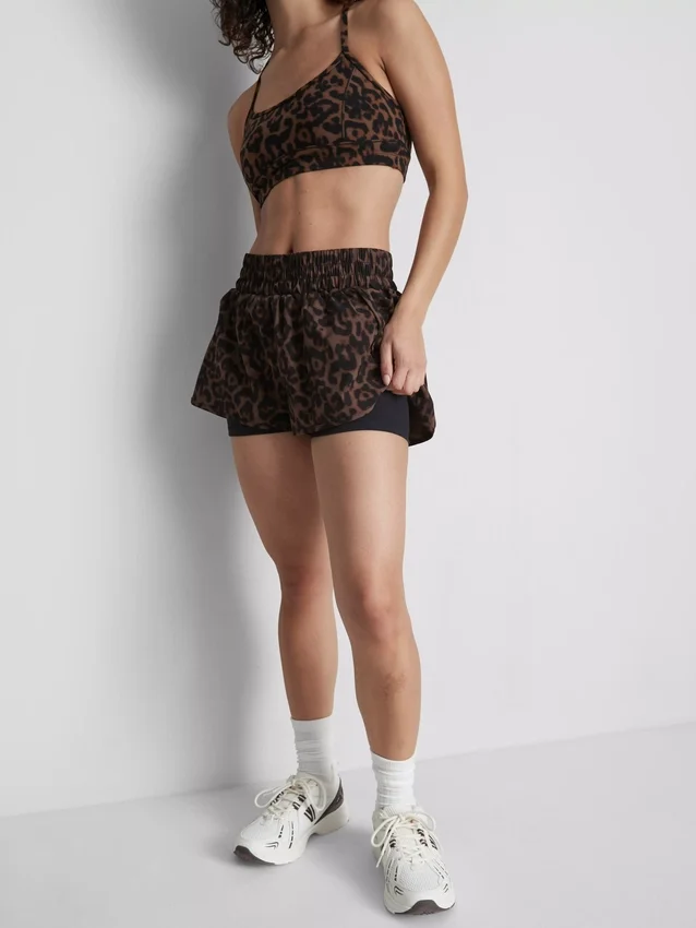 Vevde løpeshorts med leopardmønster