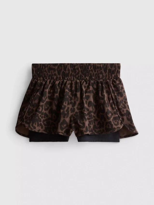 Vevde løpeshorts med leopardmønster